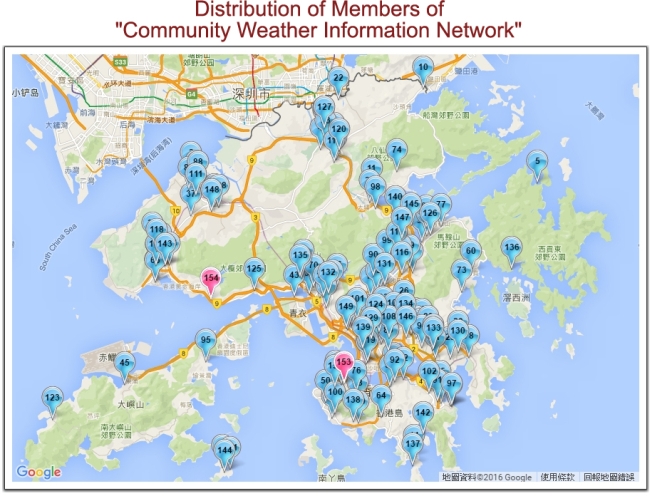 Distribution of Members of Community Weather Information Network