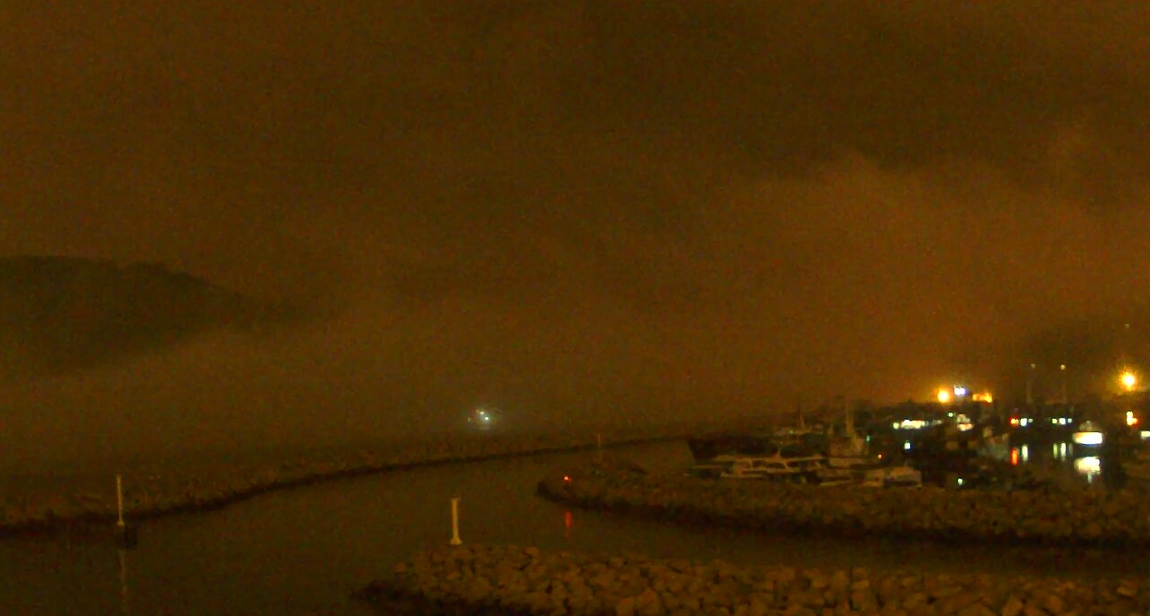 Figure 2  	Sea fog affecting Lei Yue Mun at around 0:05 am on 14 February 2016 was captured by the weather camera at Sai Wan Ho.