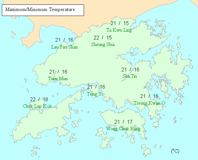 Sample of Regional Temperature Forecast in Hong Kong (beta version)
