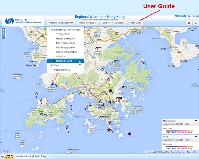 GIS platform regional weather web page with new features