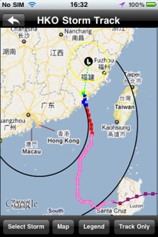 Figure 1: HKO Storm track on  'MyObservatory'