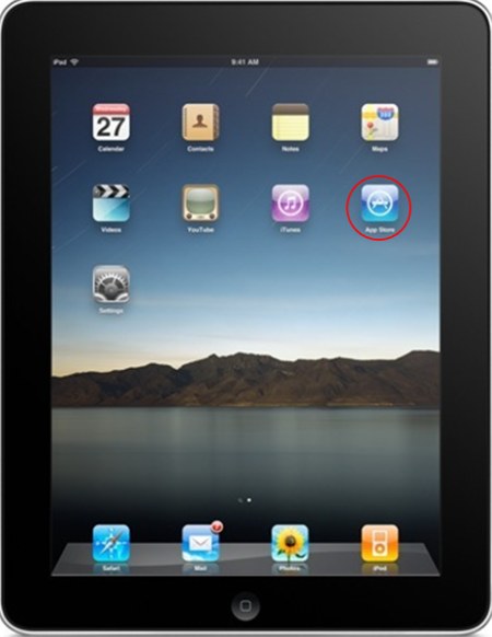 Figure 1:  Press the 'App Store' button on the main screen of iPad.