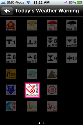 Figure 4: Screen display on iPhone version of 'MyObservatory'