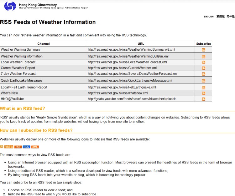 Observatory's RSS Website