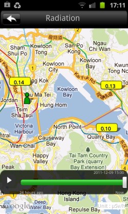 Sample screen for radiation information