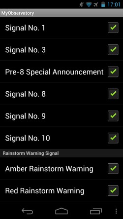 Users can select the weather warning of their choice to be received