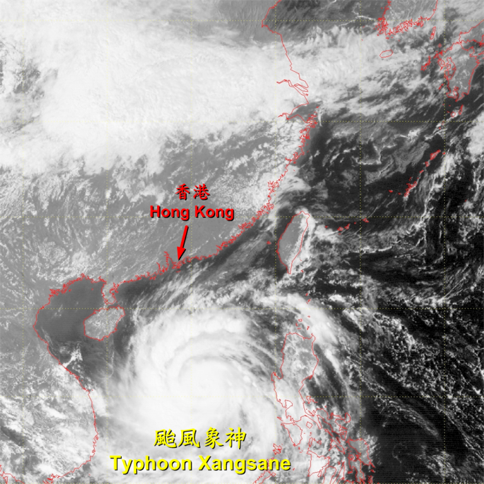 Figure 2: Image of Typhoon Xangsane captured by FY-2C satellite at 2 p.m., 29 September 2006.
