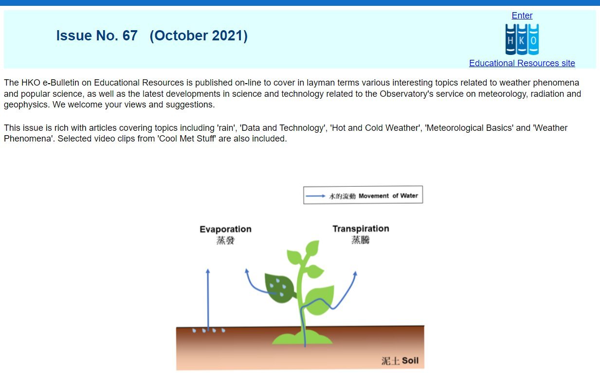 HKO e-Bulletin on Educational Resources Issue No. 68