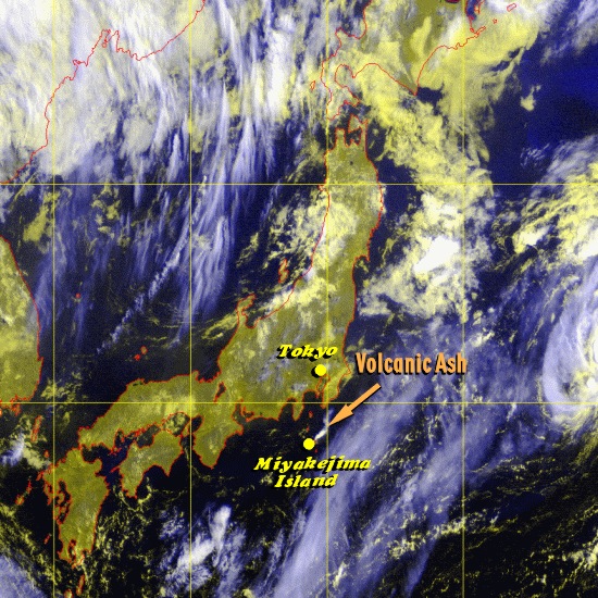 Eruption of Miyakejima Volcano (Image time - 7:30 a.m., 10 August 2000)