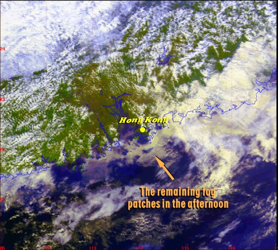 Fog over the coastal areas of Guangdong (Image time - 2:27 p.m., 17 January 2002)