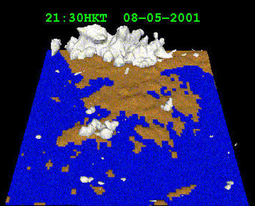 the radar image at 9:30 pm on May 8, 2001