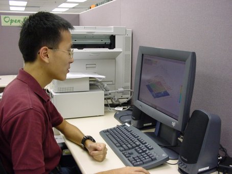 CHEUNG Yik-wai is writing computer programmes for displaying 3-dimensional weather graphics