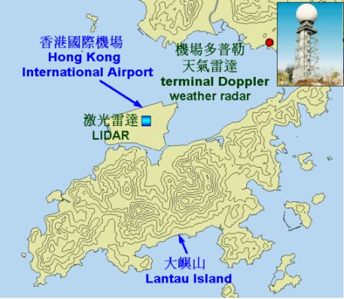 Picture shows the location of the LIDAR and the terminal Doppler weather radar.