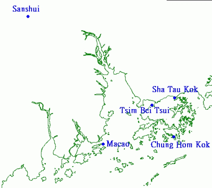 Figure 4.  Locations of lightning sensor stations