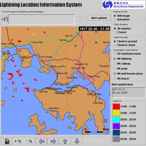 Lightning location map enhanced with geographical reference overlays