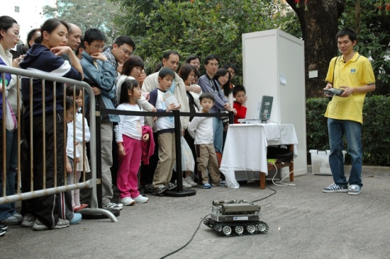 Fig 2: Small kids and adults alike are fascinated by a toy tank transformed into a radiation measurement robot.