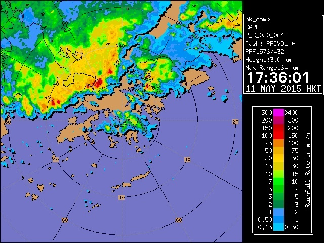 A squall line marching across the northwestern part of New Territories on 11 May 2015