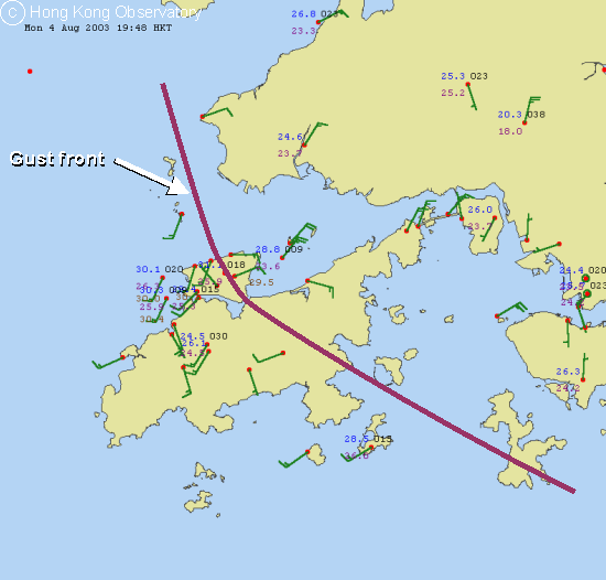 Gust Front on 4 August 2003
