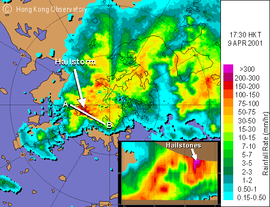 Hailstorm on 9 April 2001