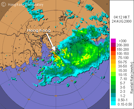 Fig.2	256-km range radar image at 4:12 a.m.