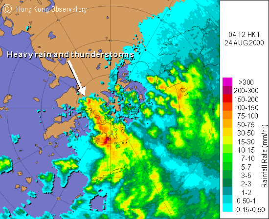 Fig.3	64-km range radar image at 4:12 a.m.