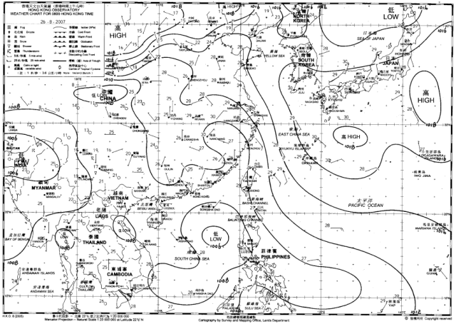 Weather chart at 8:00am on 26 August 2007