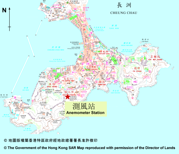 Location of the Cheung Chau Wind Station