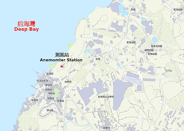Location of the Lau Fau Shan Wind Station