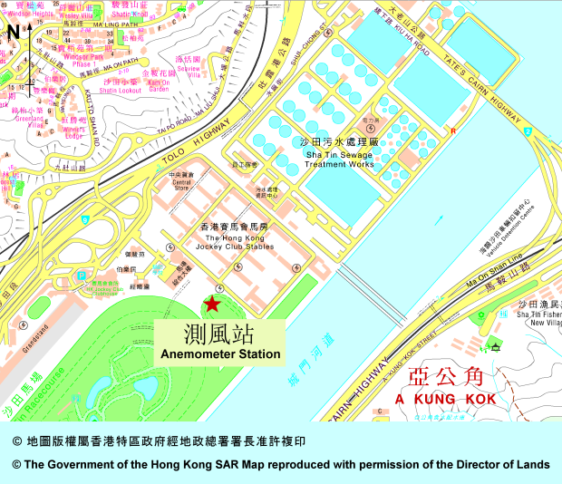 Location of the Sha Tin Wind Station