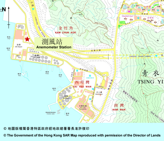 Location of the Tsing Yi Wind Station