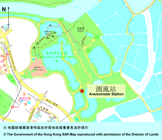 Location of the Wetland Park Wind Station