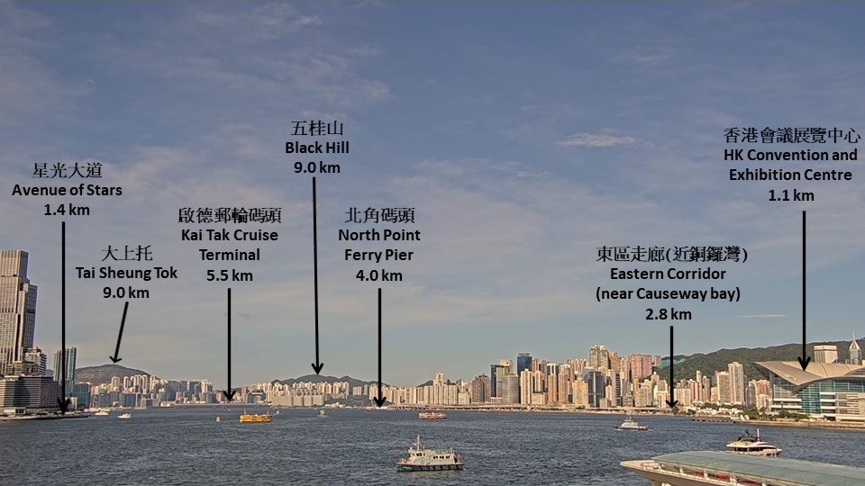 Landmarks overlooking Victoria Harbour from Hong Kong Maritime Museum