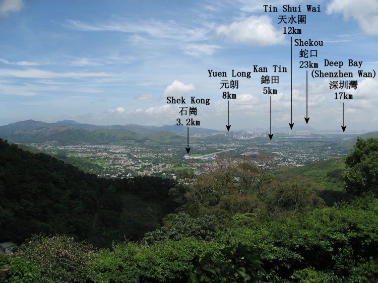 Landmarks to the west of Kadoorie Farm and Botanic Garden