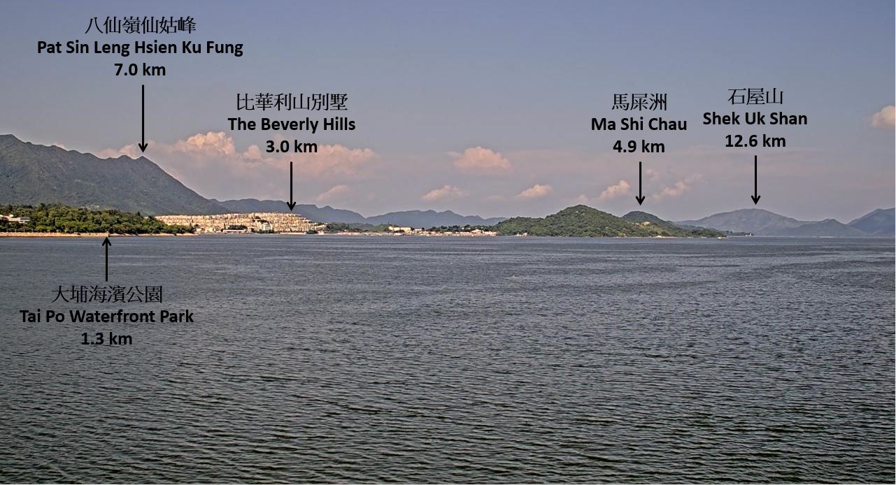 Landmarks to the northeast of Tai Po Kau tide-gauge station