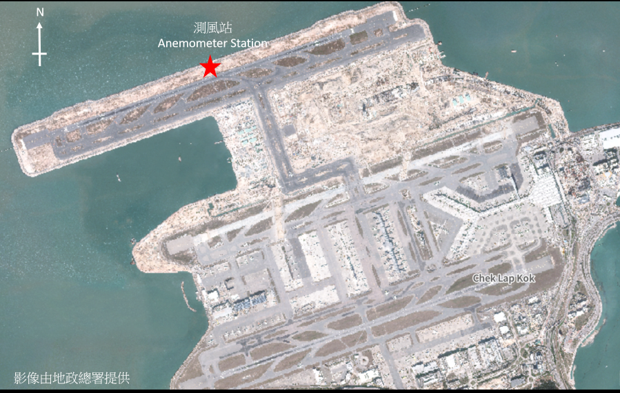 赤鱲角测风站之位置图