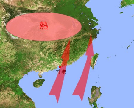 圖一 東亞地區夏季季候風示意圖