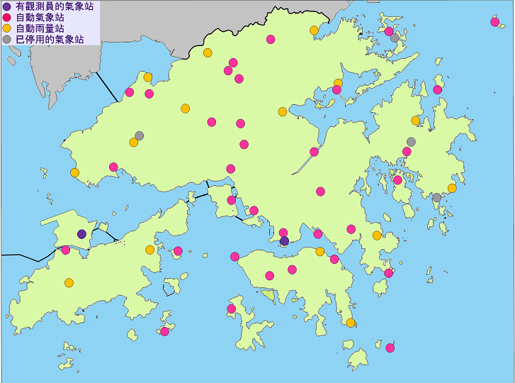 显示雨量的气象站