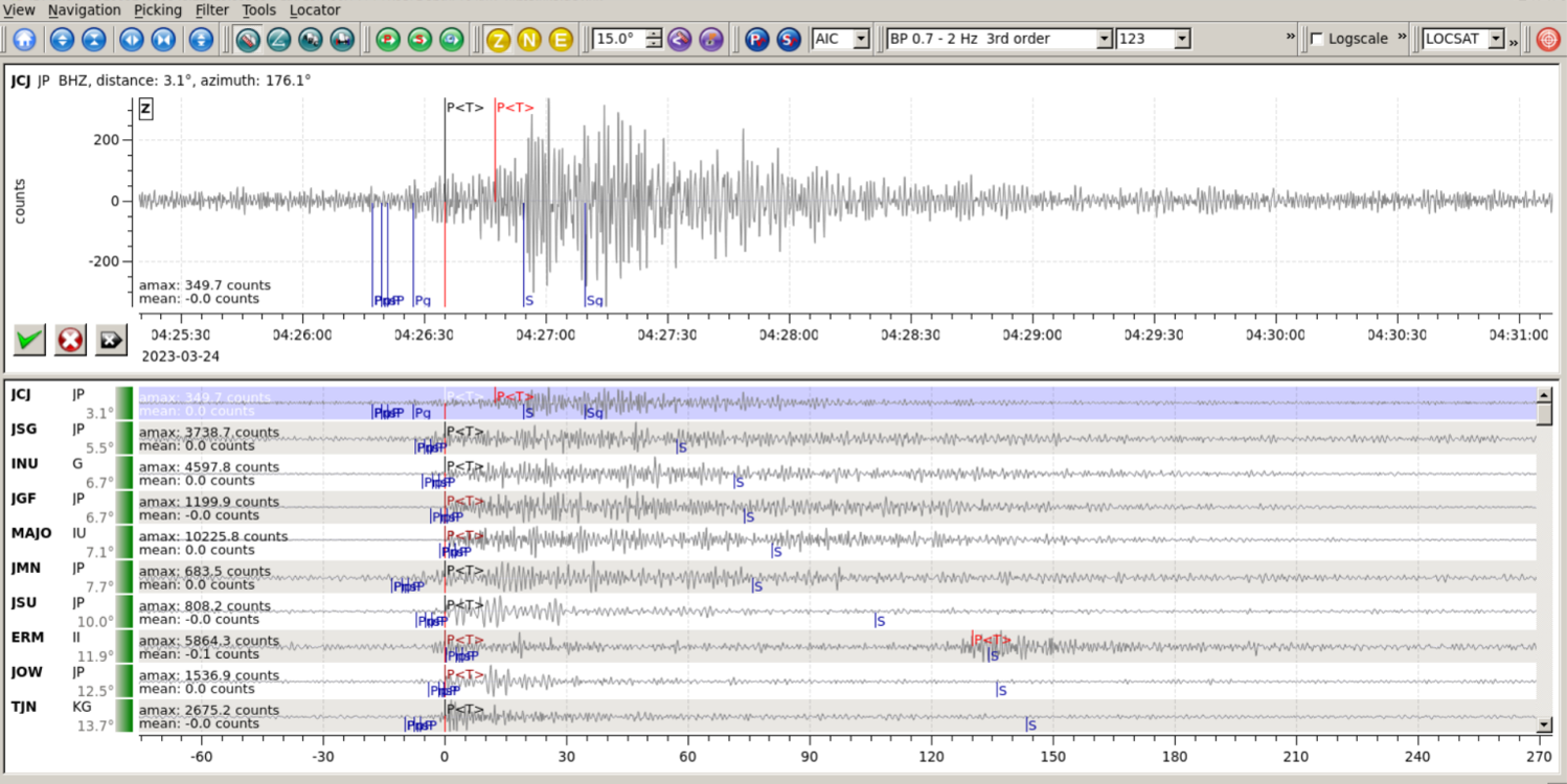 圖二   地震波形數據分析。