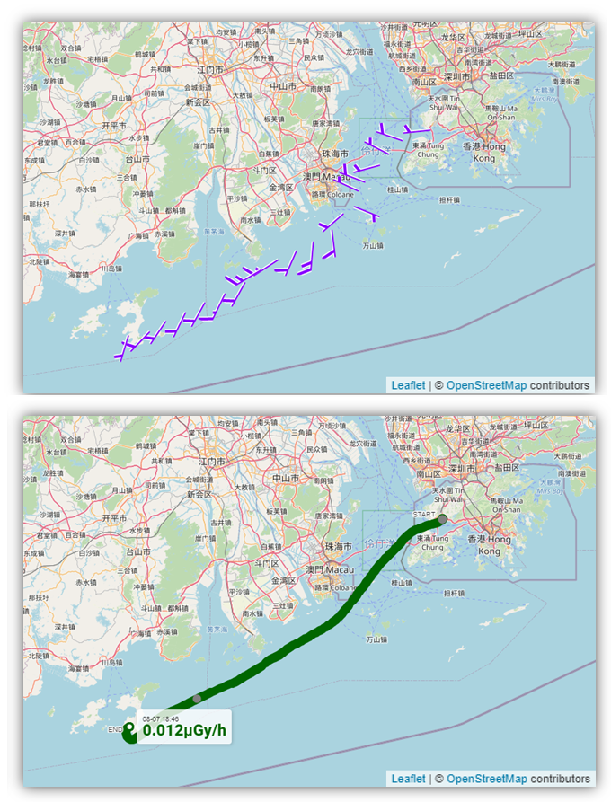 Meteorological and radiological measurements on a fishing vessel