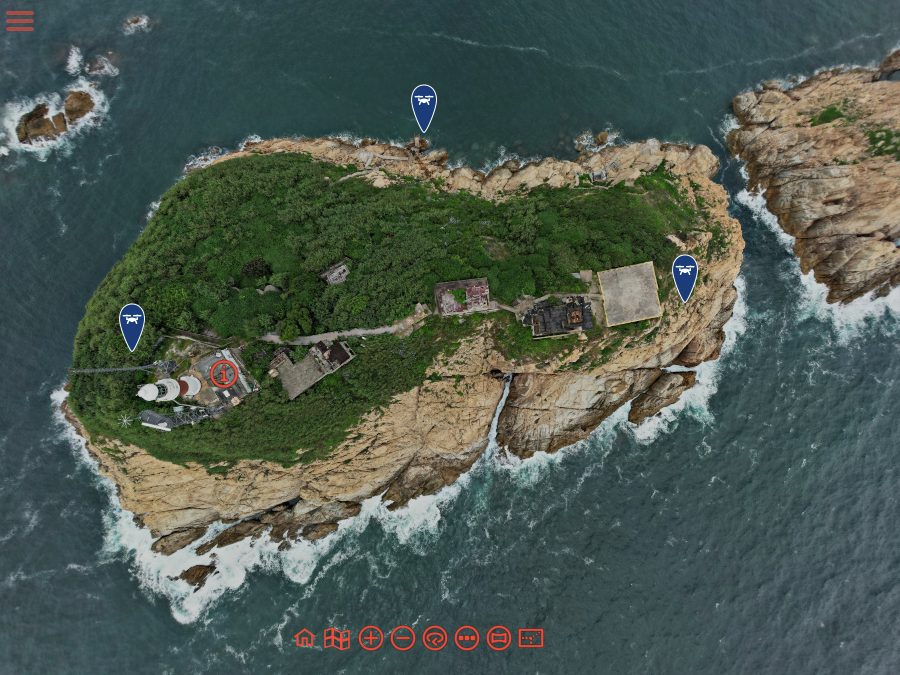 Aerial view of the weather station at Waglan Island