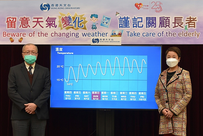 Hong Kong Observatory and Senior Citizen Home Safety Association remind public to take precautions against temperature drops