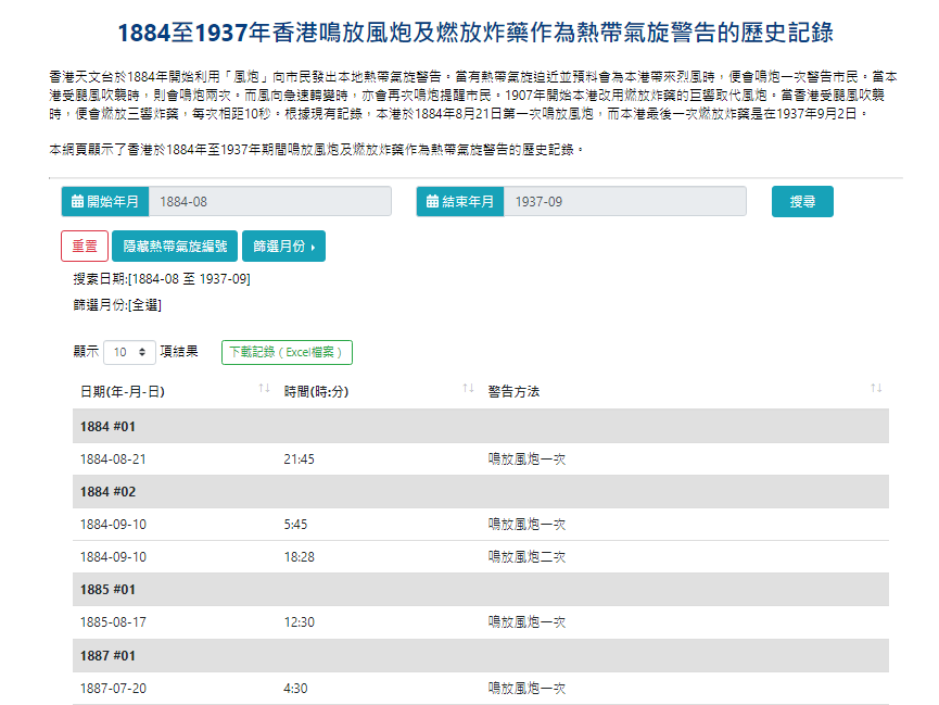 「1884至1937年香港鳴放風炮及燃放炸藥作為熱帶氣旋警告的歷史記錄」網頁正式推出