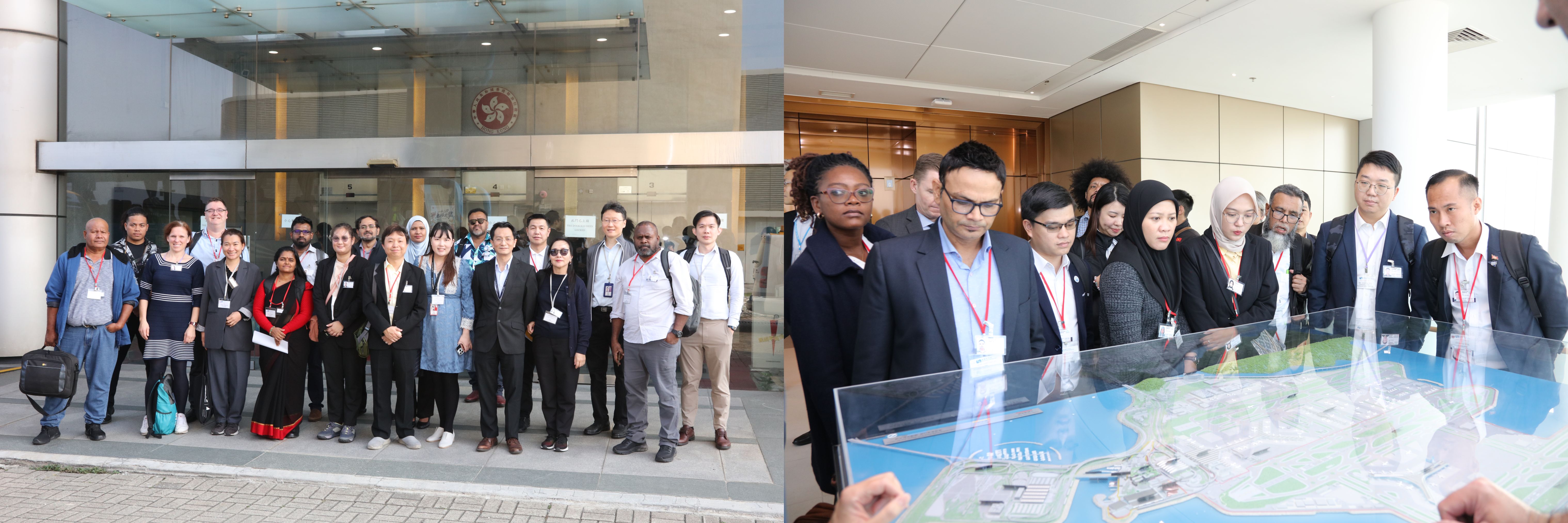 Workshop participants visited the Airport Meteorological Office (left) and the Integrated Airport Centre (right) at the Hong Kong International Airport.