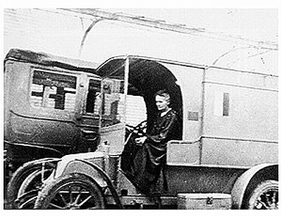 圖一 居里夫人利用流動 X 光車,支援第一次大戰傷兵。