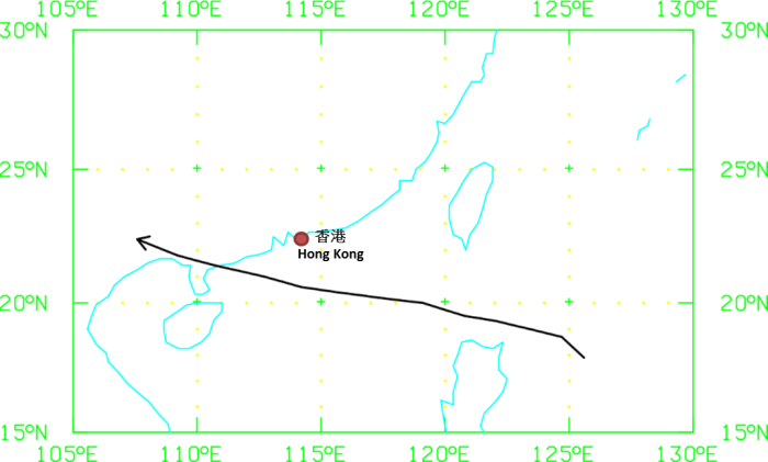 熱帶氣旋在香港以南掠過