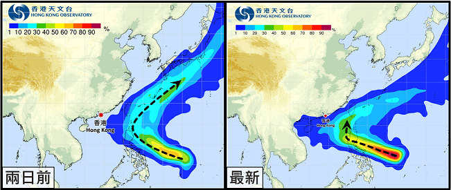 路徑概率預報圖顯示尼格有機會先進入南海東北部