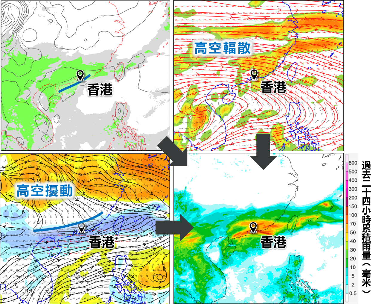 地面天氣圖預測週末期間一道低壓槽會影響廣東