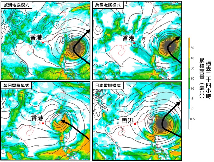 腦模式預測瑪娃會在下星期二、三於呂宋海峽至台灣一帶轉向偏北方向移動