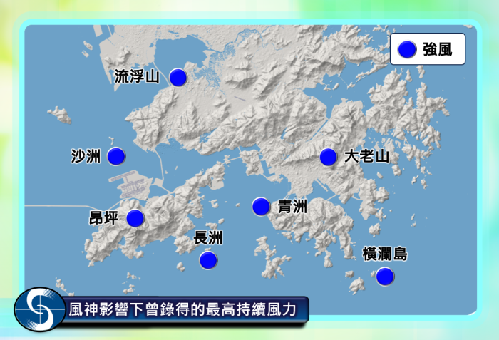 在風神影響下，本港多處地區錄得強風。