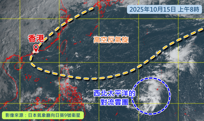 10月15日早上8時的衛星雲圖。